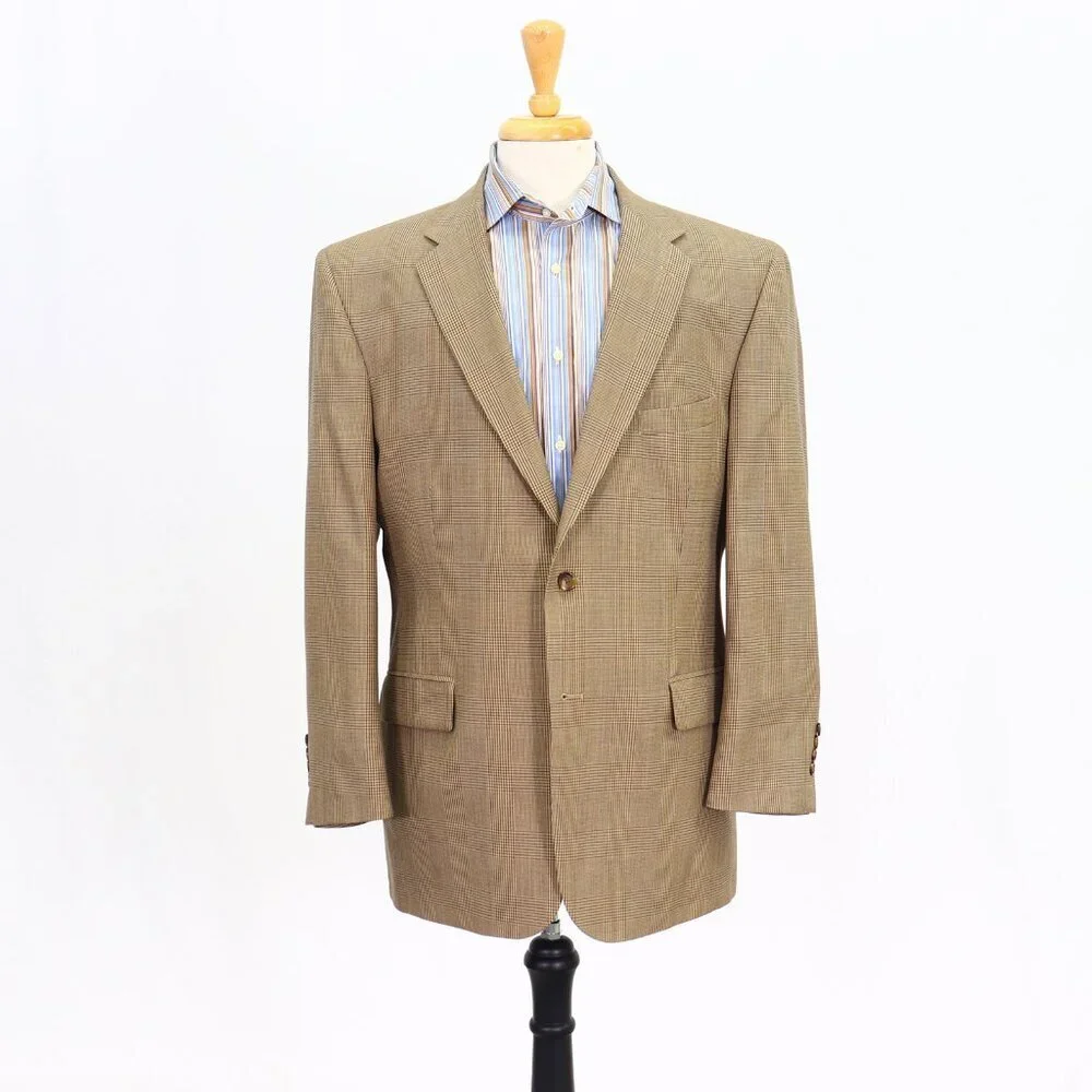 Jos. A. Bank 43R Brown Check 2-Button Sport Coat Blazer Jacket P087